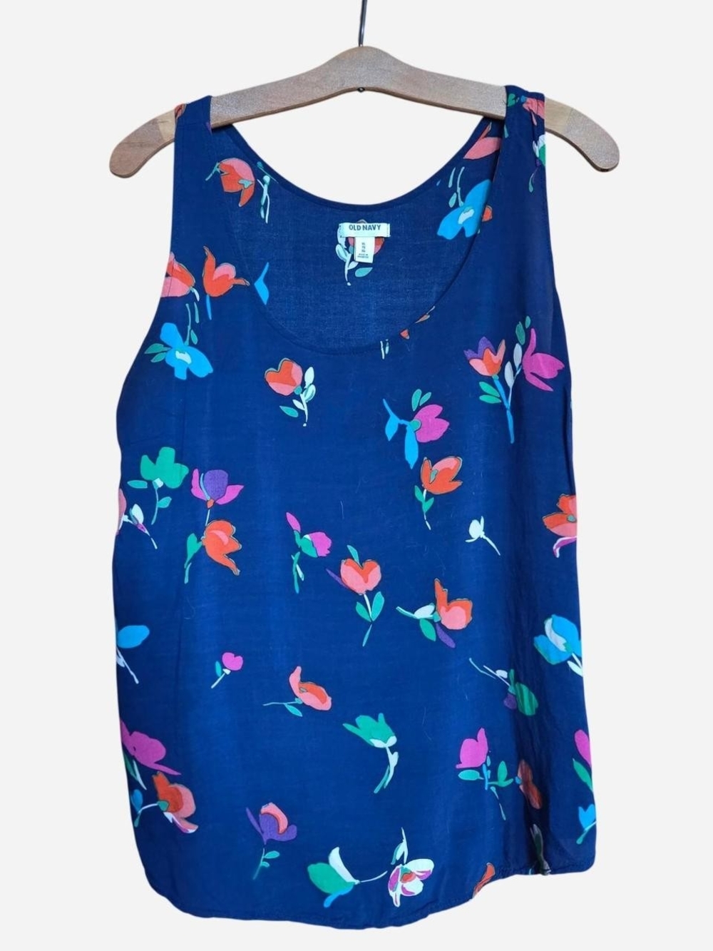 Old Navy Navy Floral Scoop Neck Tank Top